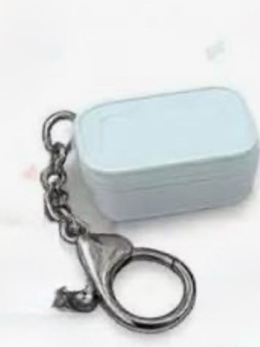 Tupperware Pale Blue Capsule Key & Card Holder Keychain